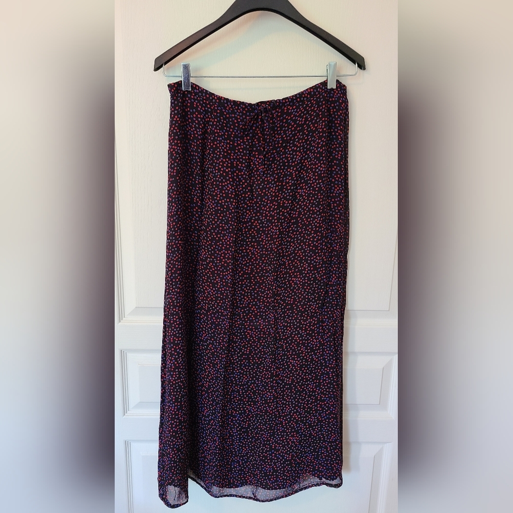 Pink & Purple Polka Dot Black Maxi Skirt